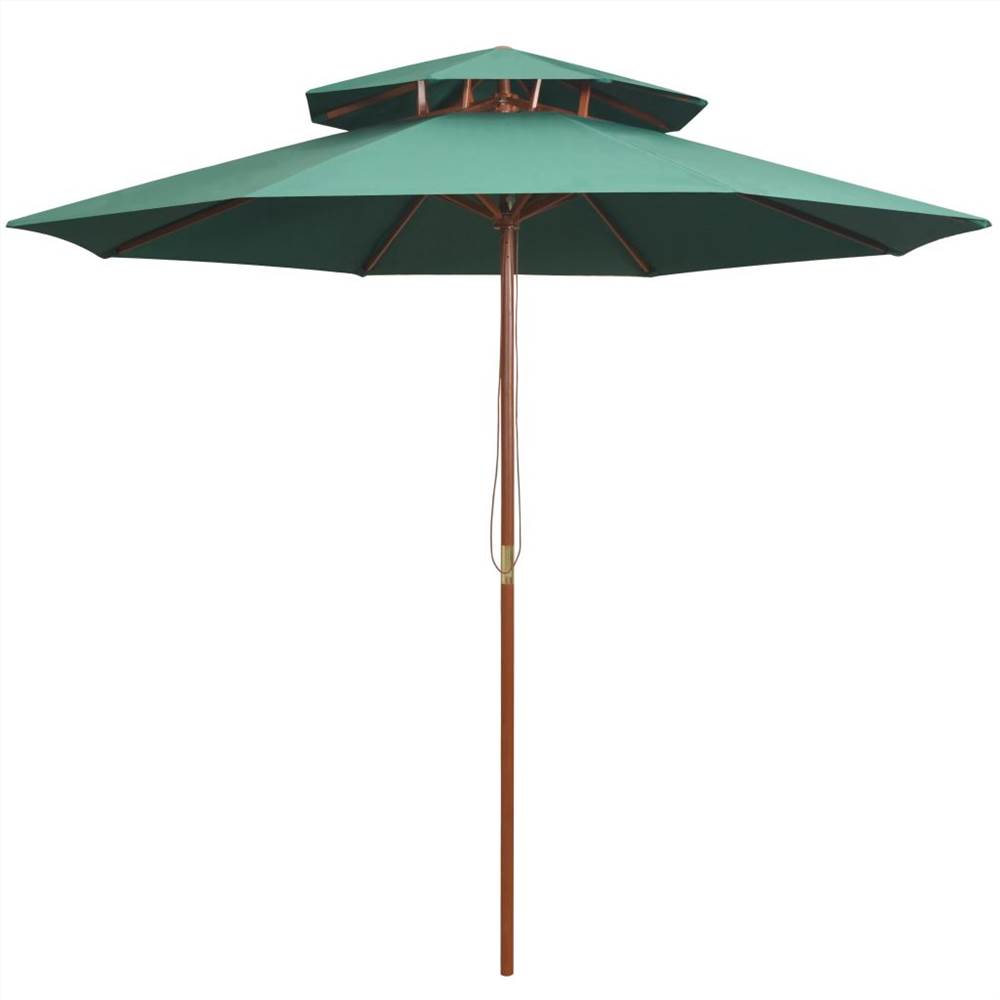 

Double Decker Parasol 270x270 cm Wooden Pole Green