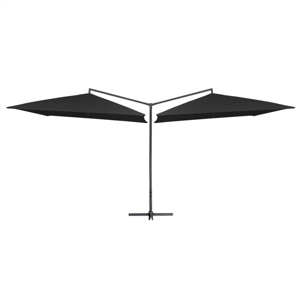 

Double Parasol with Steel Pole 250x250 cm Black