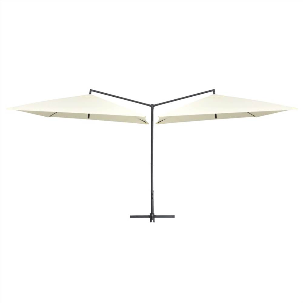Double Parasol with Steel Pole 250x250 cm Sand White