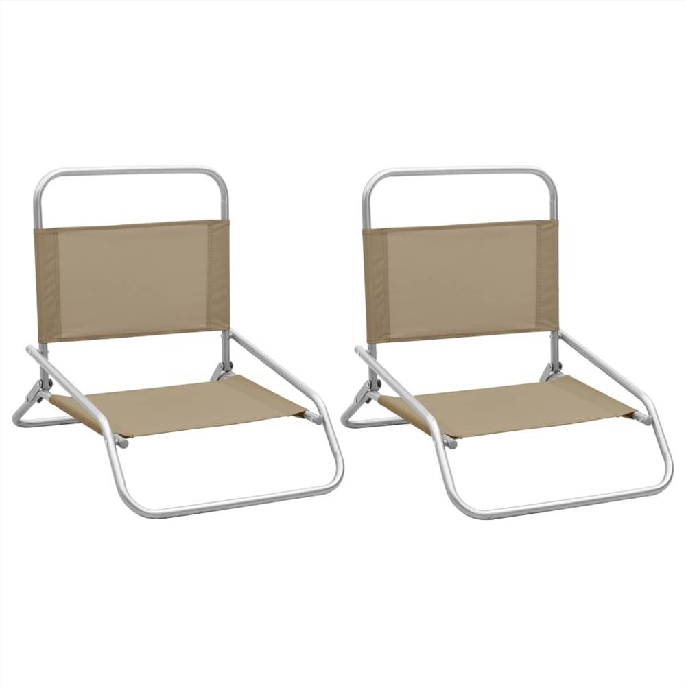 

Folding Beach Chairs 2 pcs Taupe Fabric