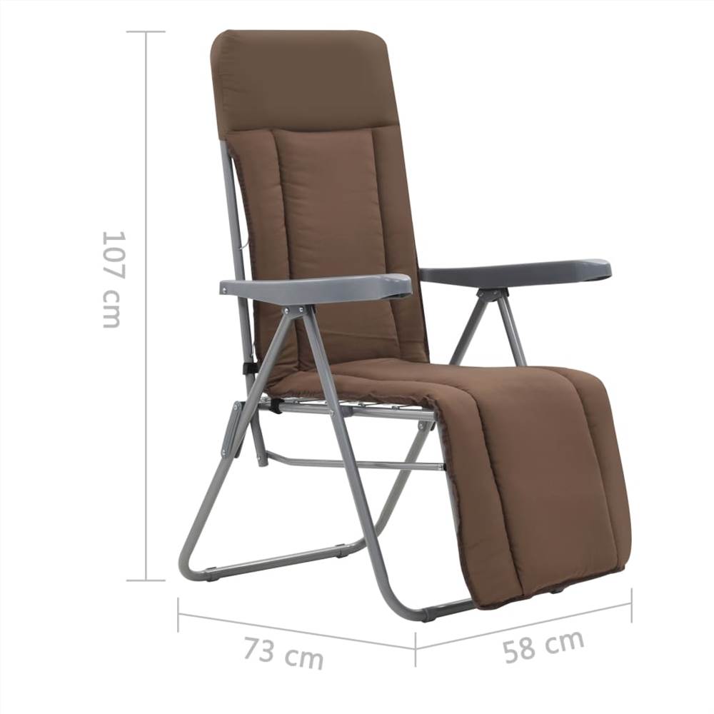 Folding Garden Chairs with Cushions 2 pcs Brown