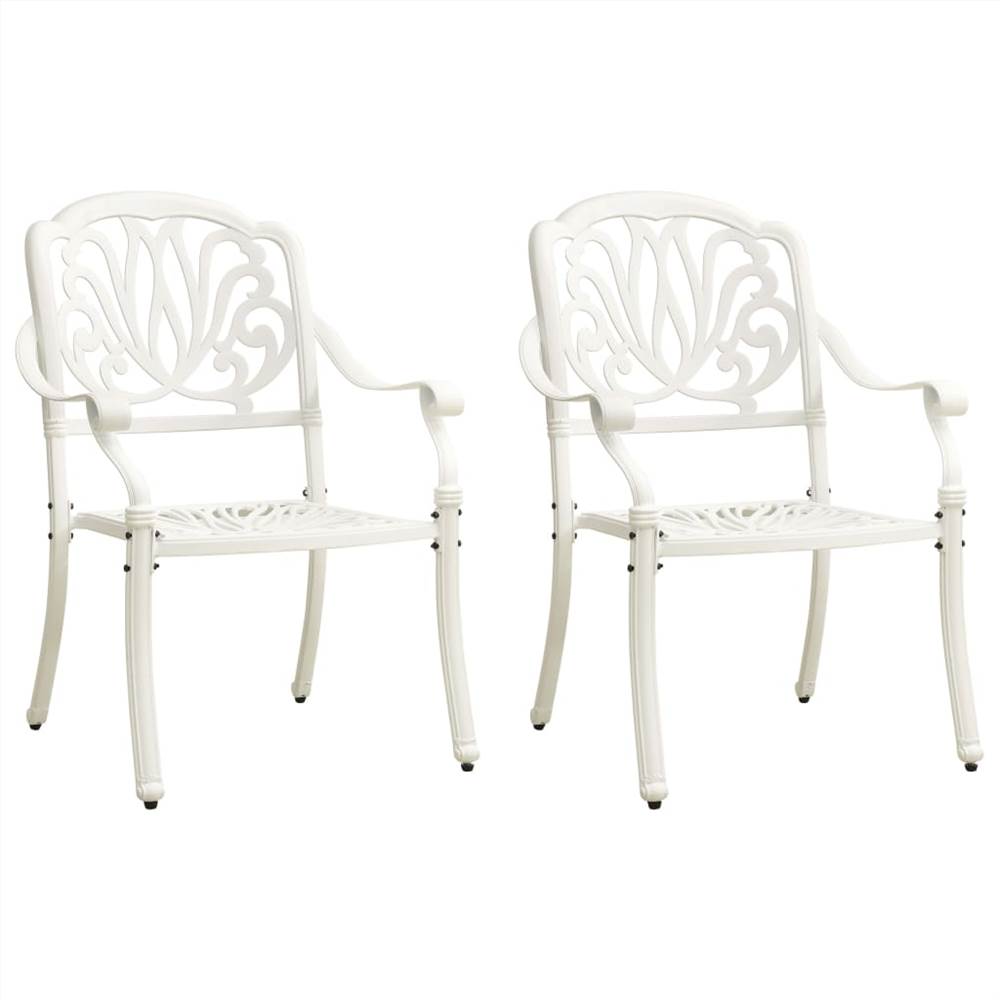 

Garden Chairs 2 pcs Cast Aluminium White