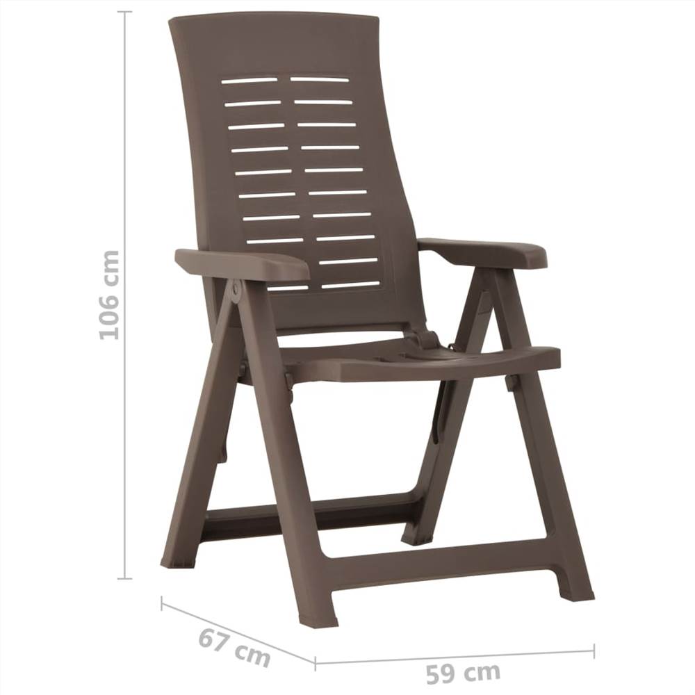 Garden Reclining Chairs 2 pcs Plastic Mocha