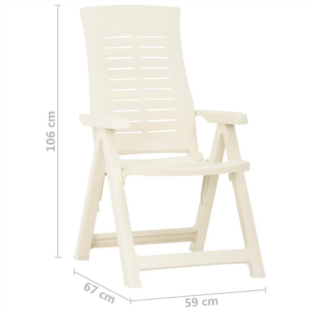Garden Reclining Chairs 2 pcs Plastic White