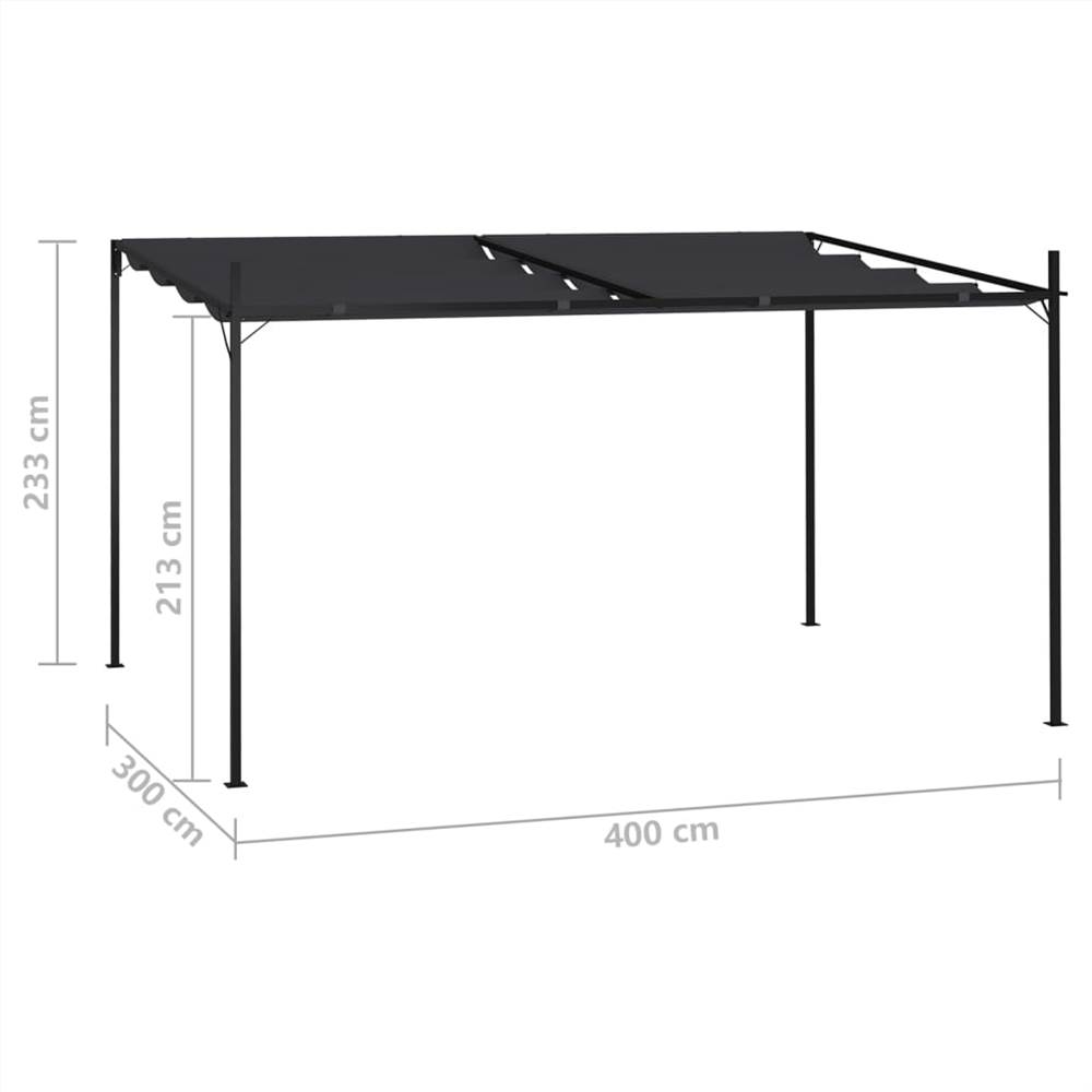 Gazebo with Retractable Roof 400x300x233 cm Anthracite