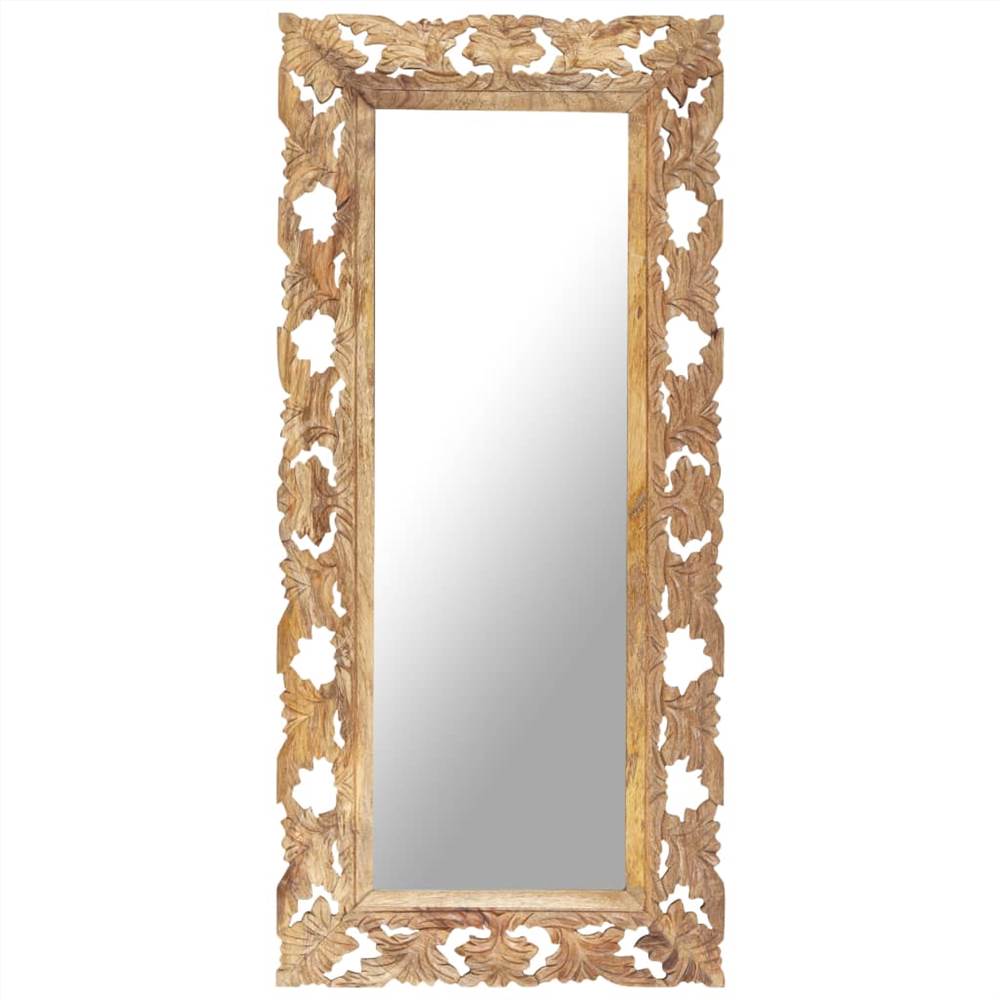 Handgesneden spiegel bruin 110x50 cm massief mangohout