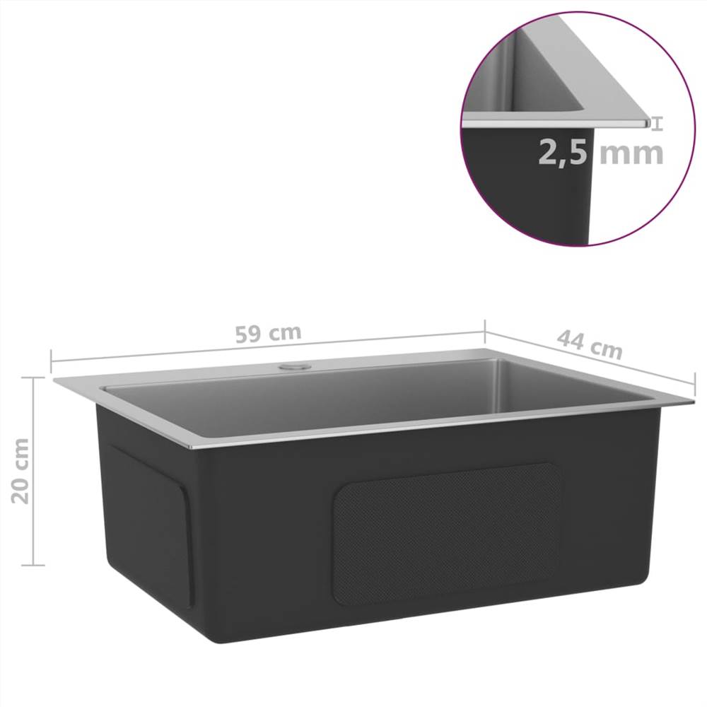 Handmade Kitchen Sink with Faucet Hole Stainless Steel