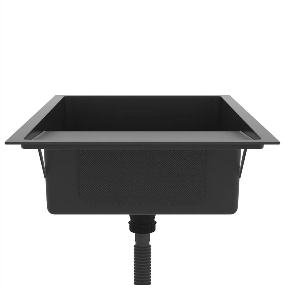 Handmade Kitchen Sink with Strainer Black Stainless Steel
