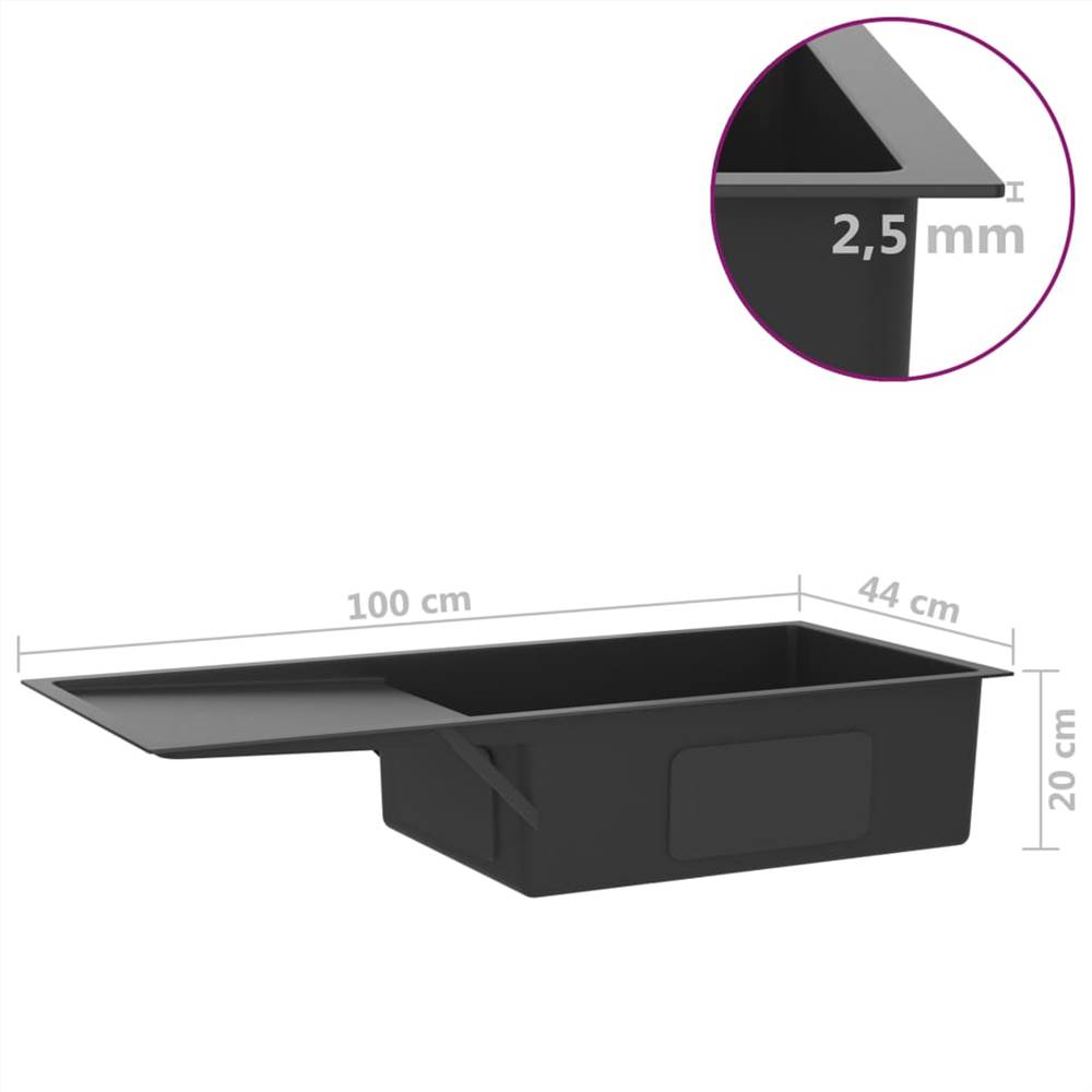 Handmade Kitchen Sink with Strainer Black Stainless Steel