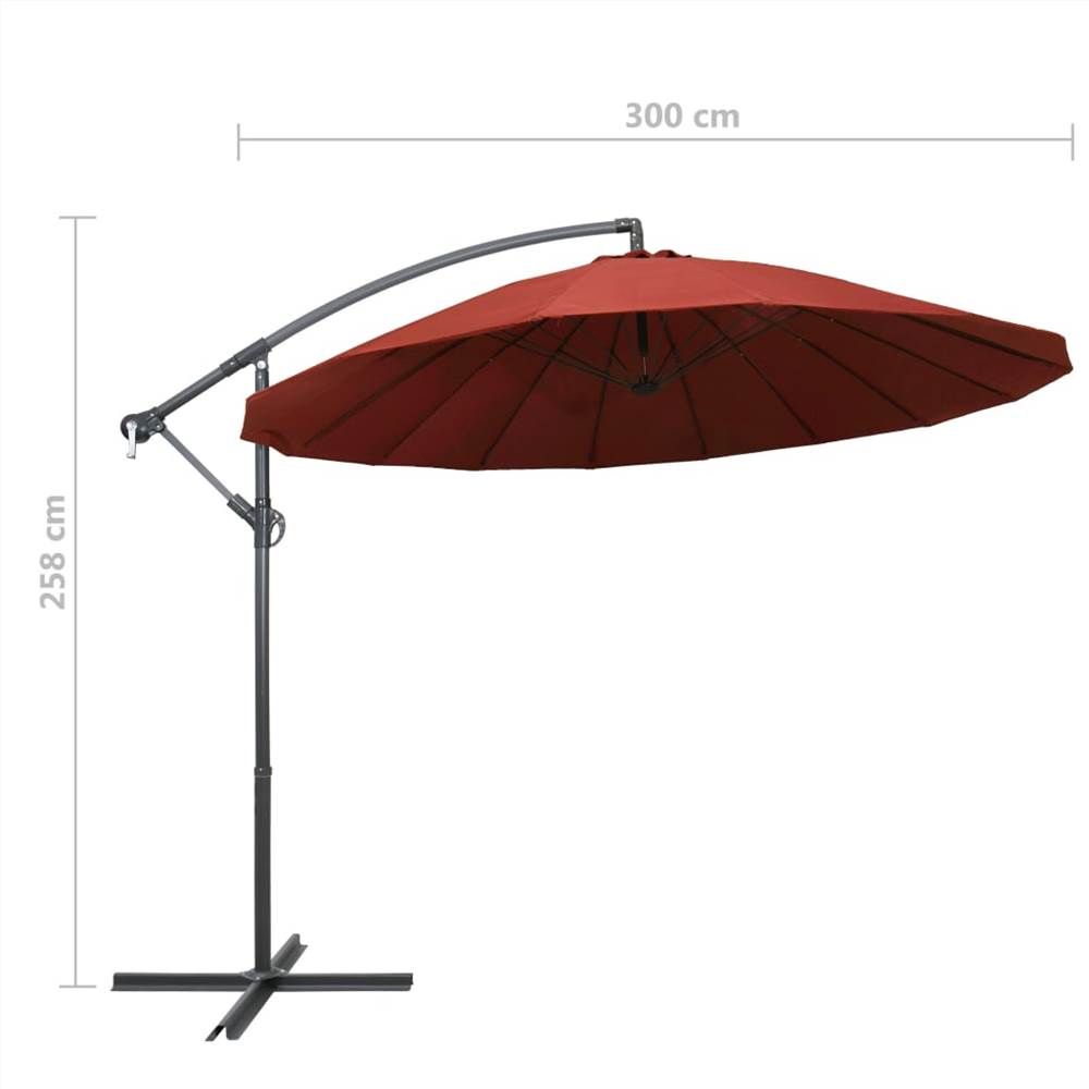 Hanging Parasol Terracotta 3 m Aluminium Pole