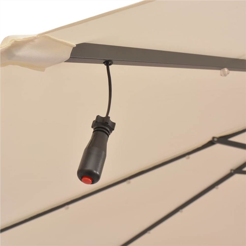 Hanging Parasol with LED Lighting 300 cm Sand Metal Pole