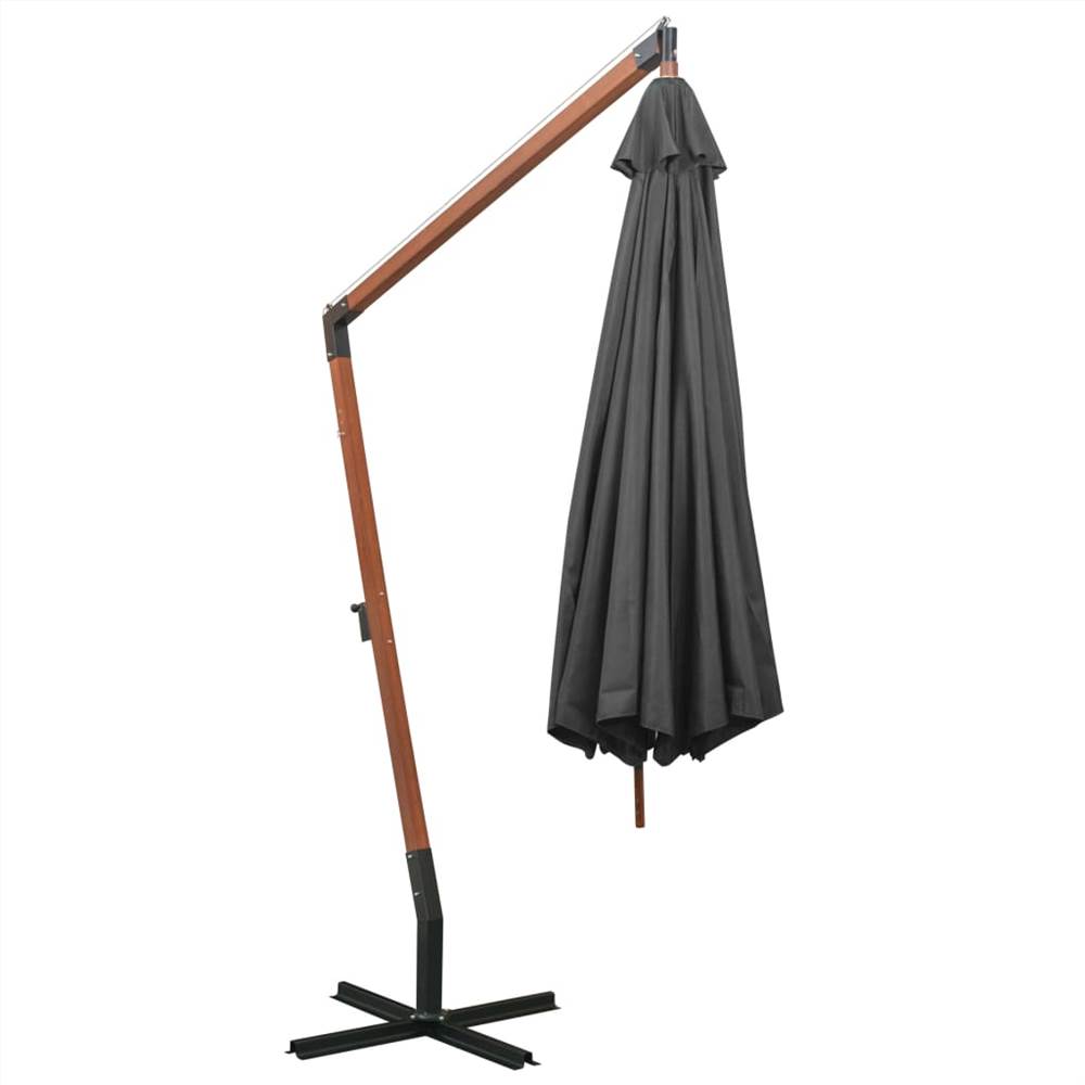 Hanging Parasol with Pole Anthracite 3.5x2.9 m Solid Fir Wood