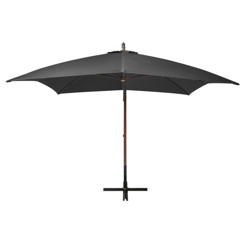 Hanging Parasol with Pole Anthracite 3x3 m Solid Fir Wood