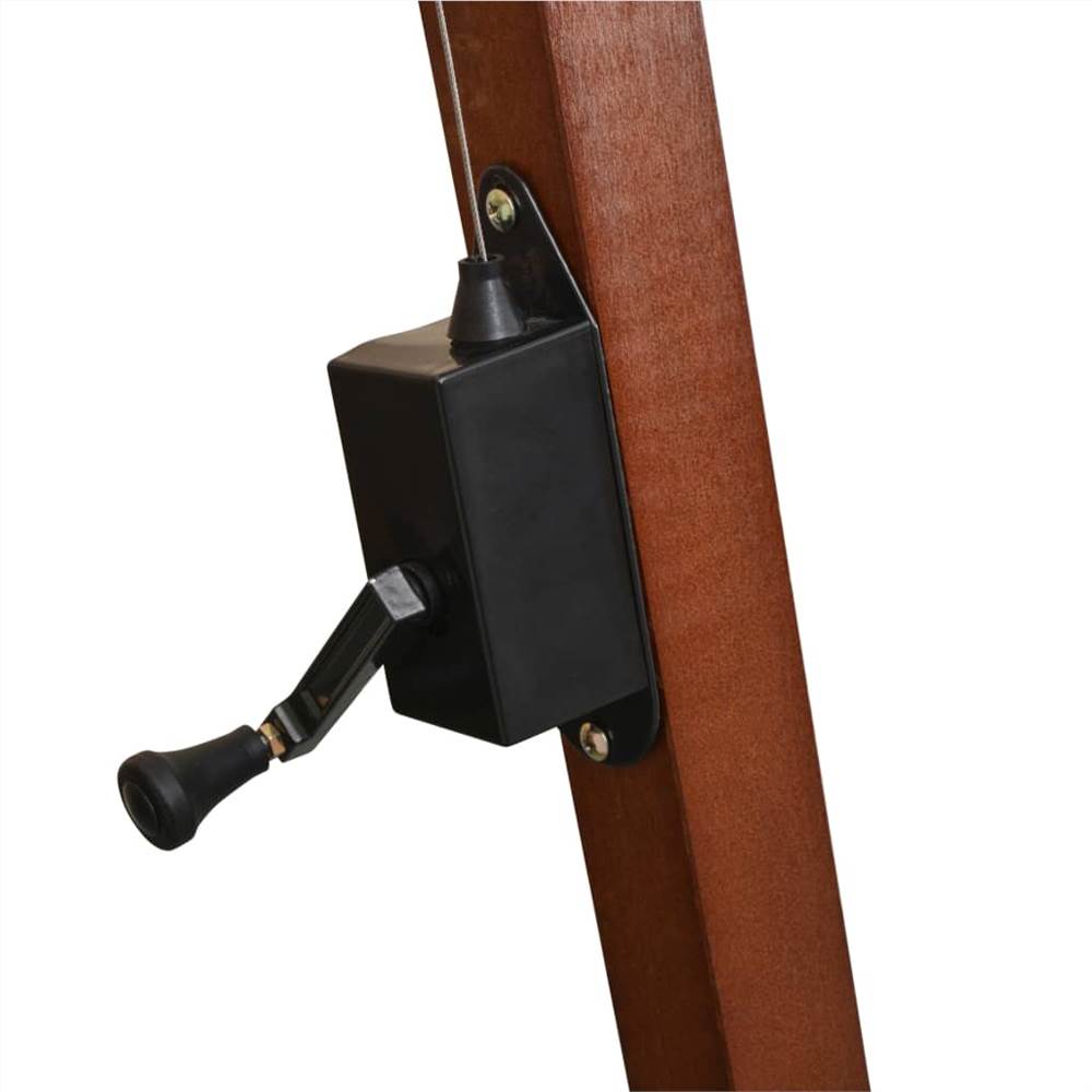 Hanging Parasol with Pole Black 3.5x2.9 m Solid Fir Wood