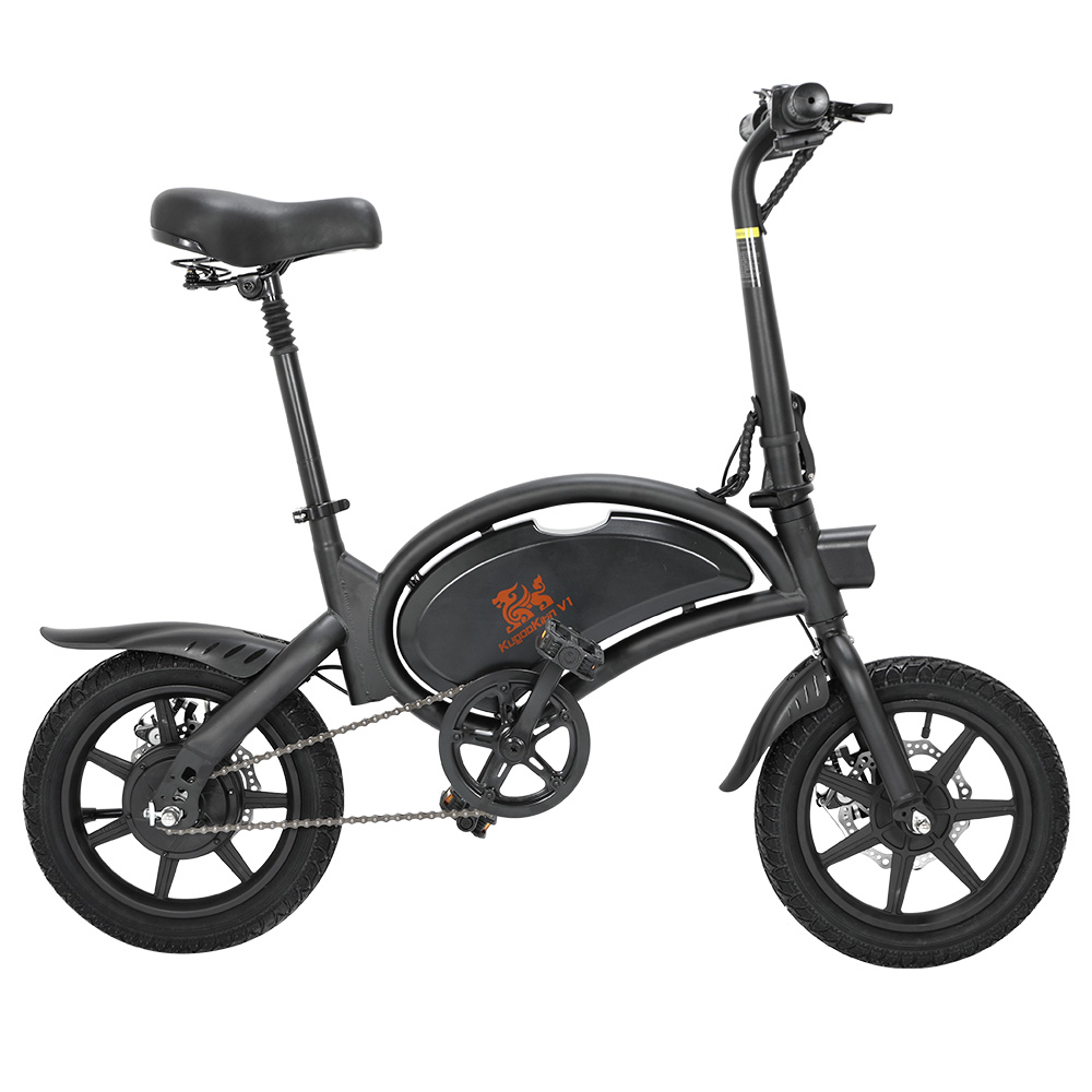 KugooKirin V1 Folding Moped Electric Bike 400W 14 Inch Tires Black