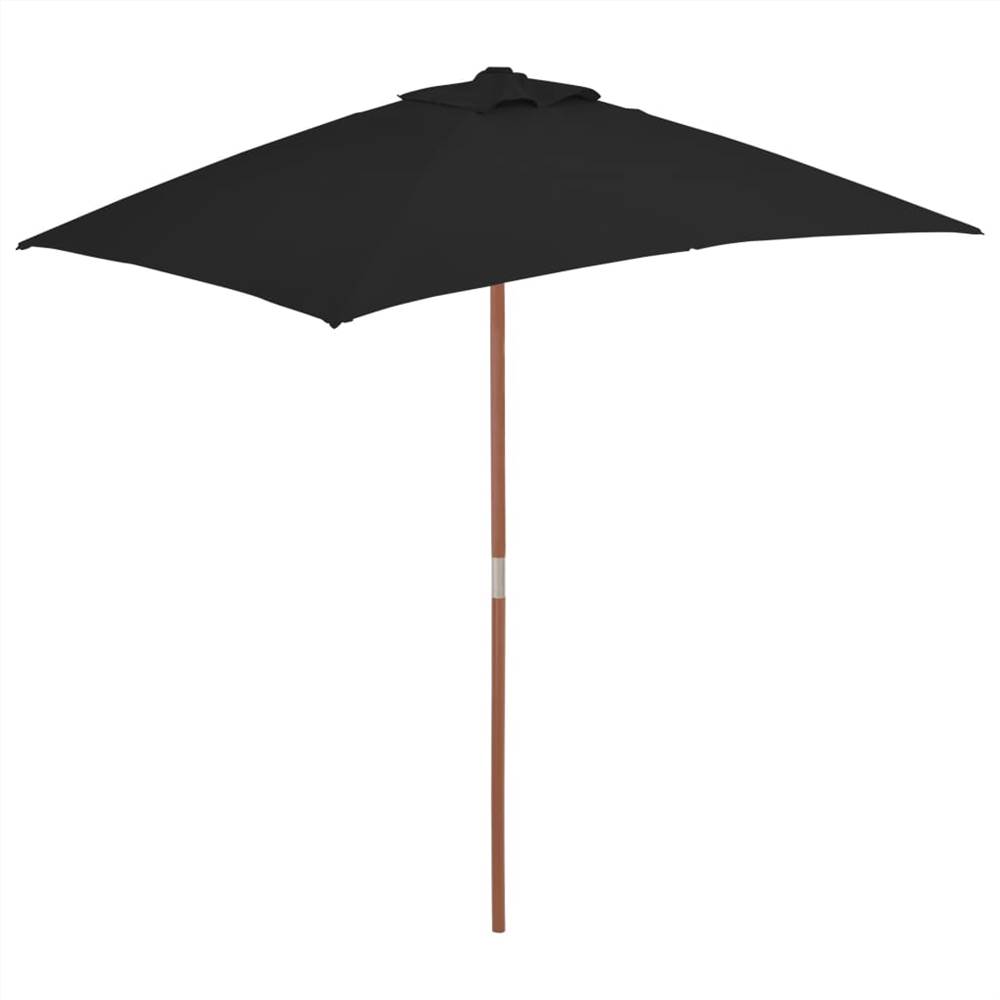 

Outdoor Parasol with Wooden Pole Black 150x200 cm