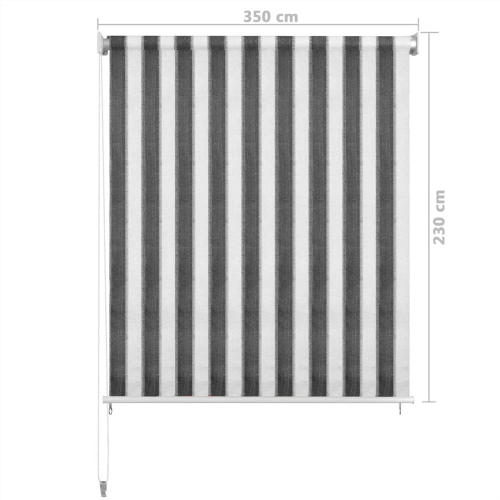 Outdoor Roller Blind 350x230 cm Anthracite and White Stripe