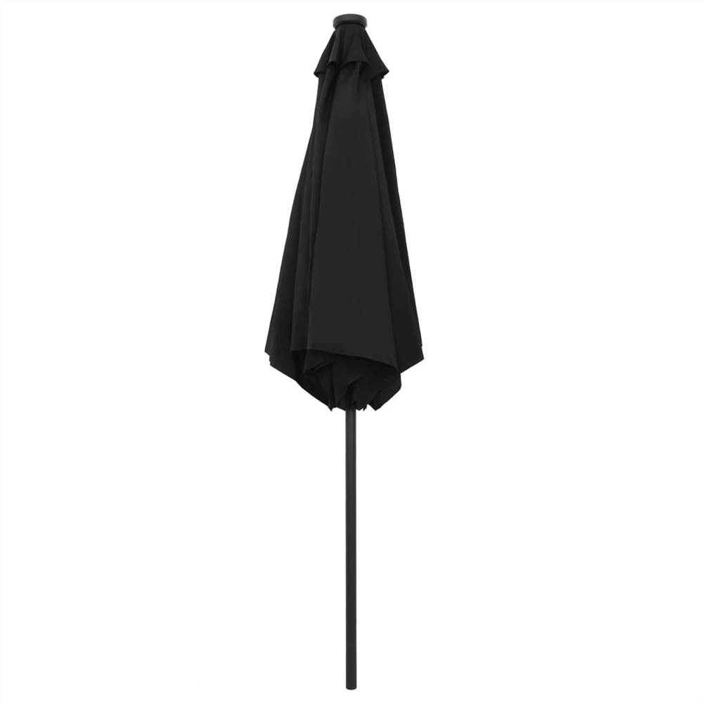 Parasol with LED Lights and Aluminium Pole 270 cm Black