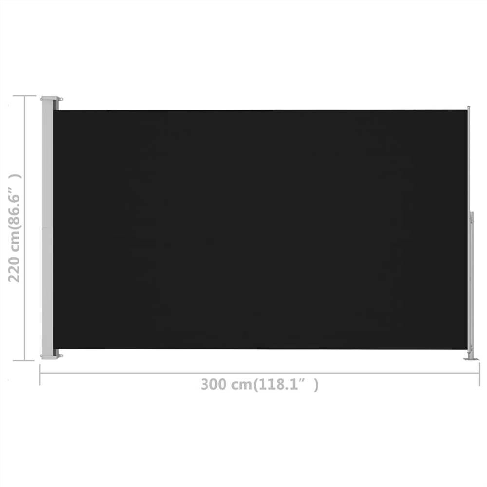 Patio Retractable Side Awning 220x300 cm Black