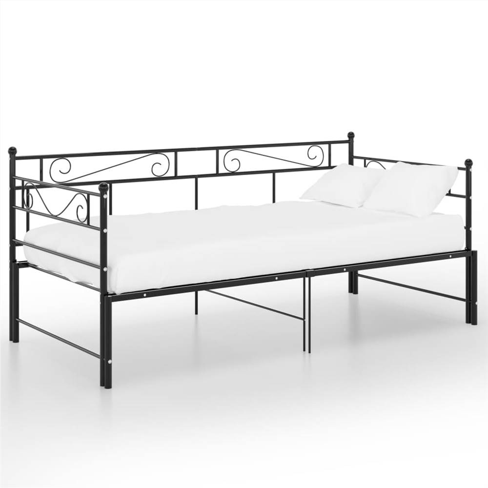 Pullout Sofa Bed Frame Black Metal 90x200 cm