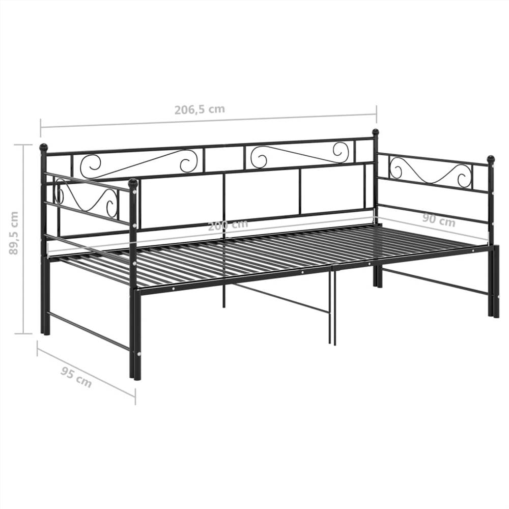 Pull-out Sofa Bed Frame Black Metal 90x200 cm