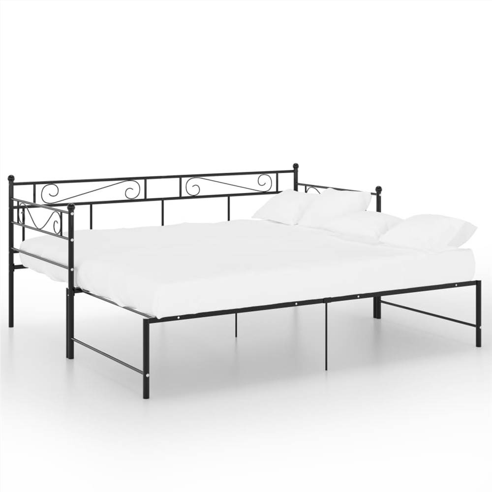 Pullout Sofa Bed Frame Black Metal 90x200 cm