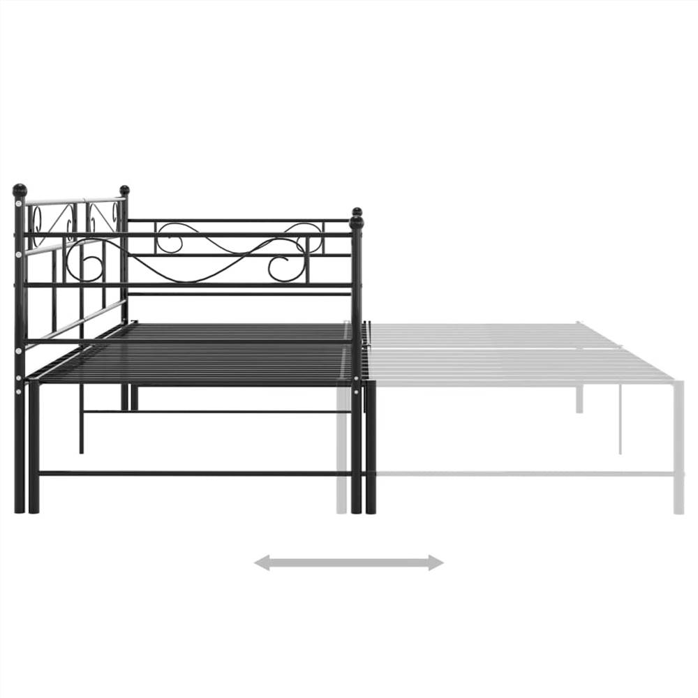 Pull-out Sofa Bed Frame Black Metal 90x200 cm