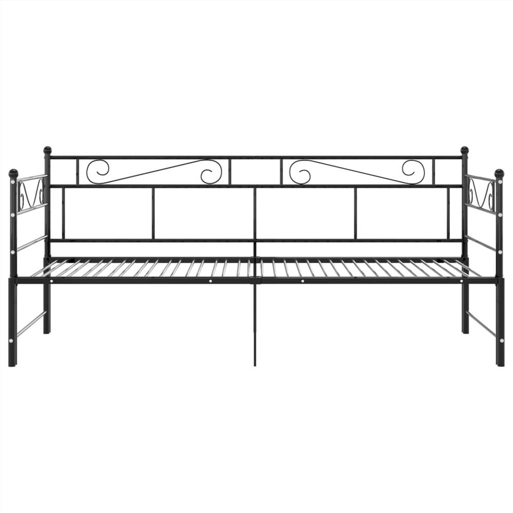 Pull-out Sofa Bed Frame Black Metal 90x200 cm