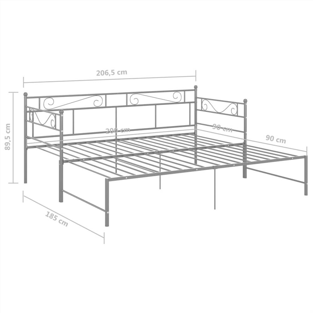 Pull-out Sofa Bed Frame Grey Metal 90x200 cm