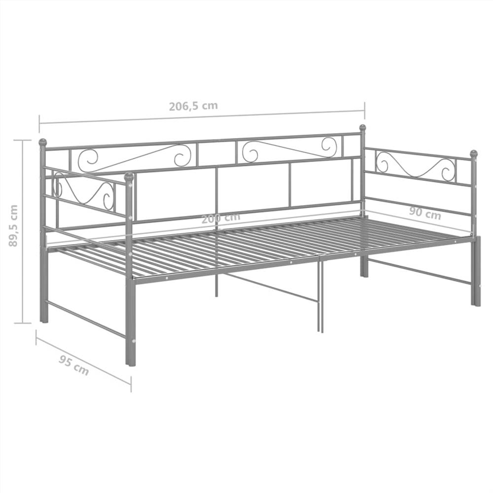 Pull-out Sofa Bed Frame Grey Metal 90x200 cm