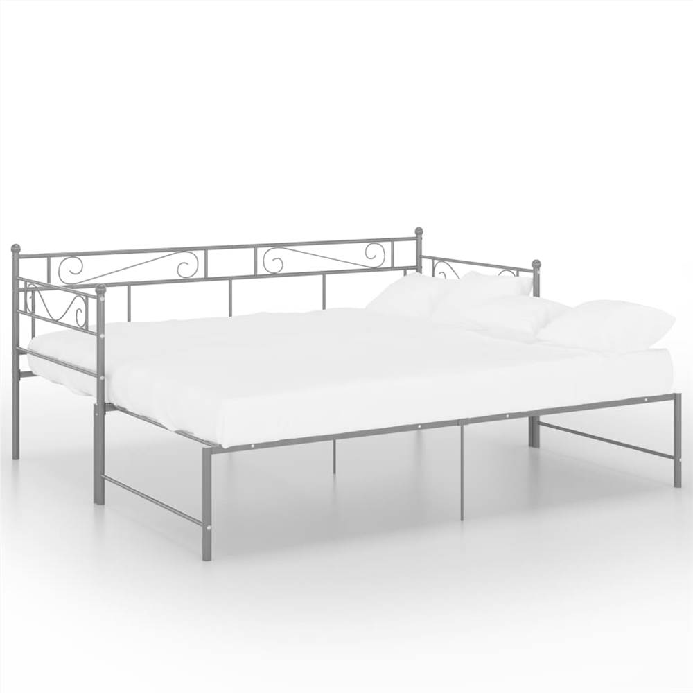 Pull-out Sofa Bed Frame Grey Metal 90x200 cm