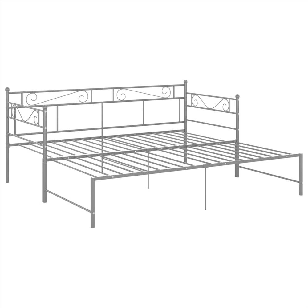 Pullout Sofa Bed Frame Grey Metal 90x200 cm