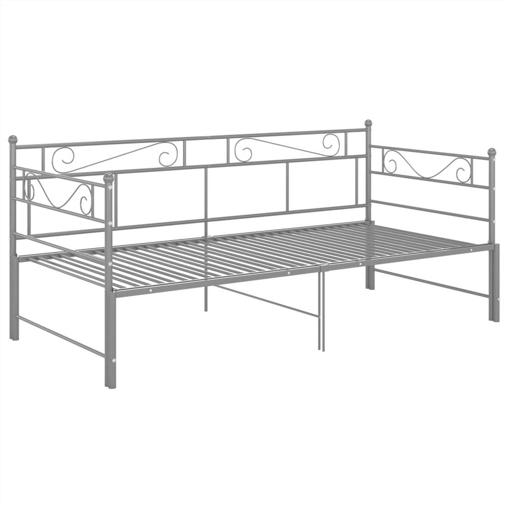 Pull-out Sofa Bed Frame Grey Metal 90x200 cm