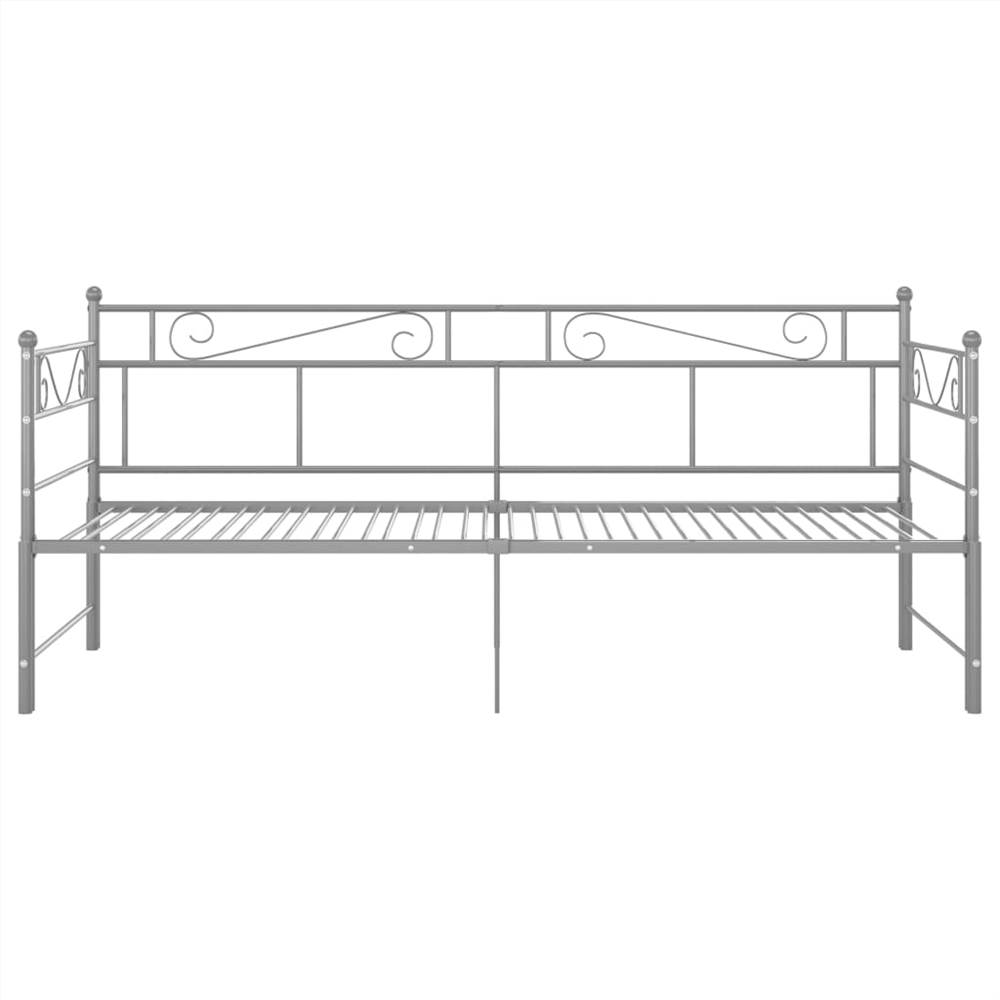 Pull-out Sofa Bed Frame Grey Metal 90x200 cm