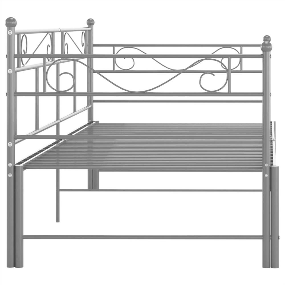Pull-out Sofa Bed Frame Grey Metal 90x200 cm