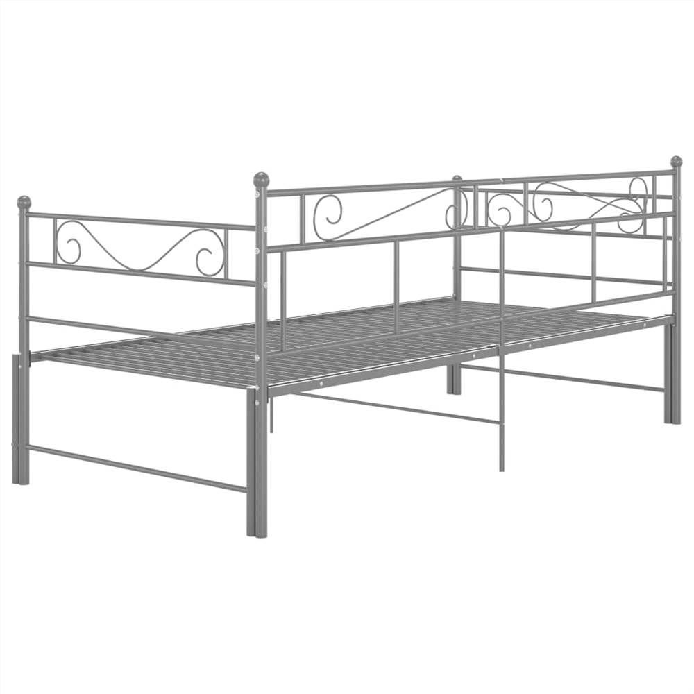 Pull-out Sofa Bed Frame Grey Metal 90x200 cm