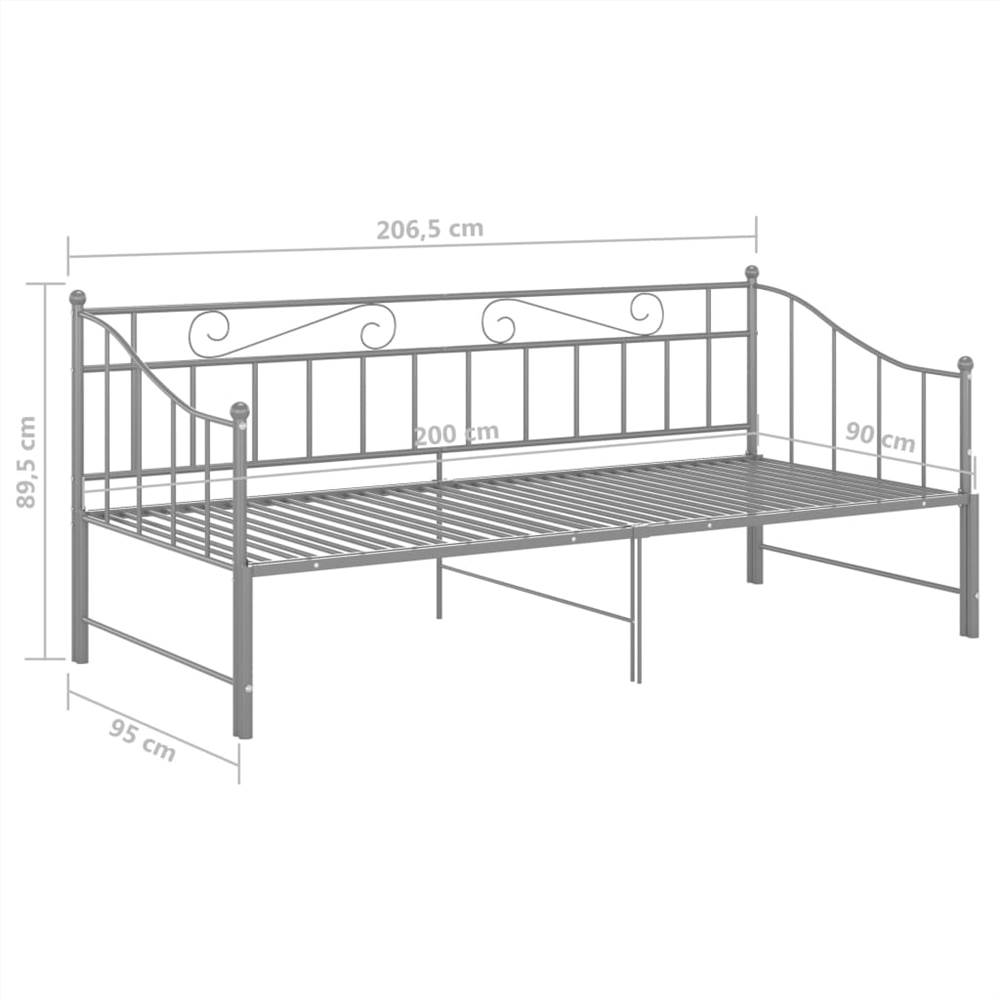 Pull-out Sofa Bed Frame Grey Metal 90x200 cm