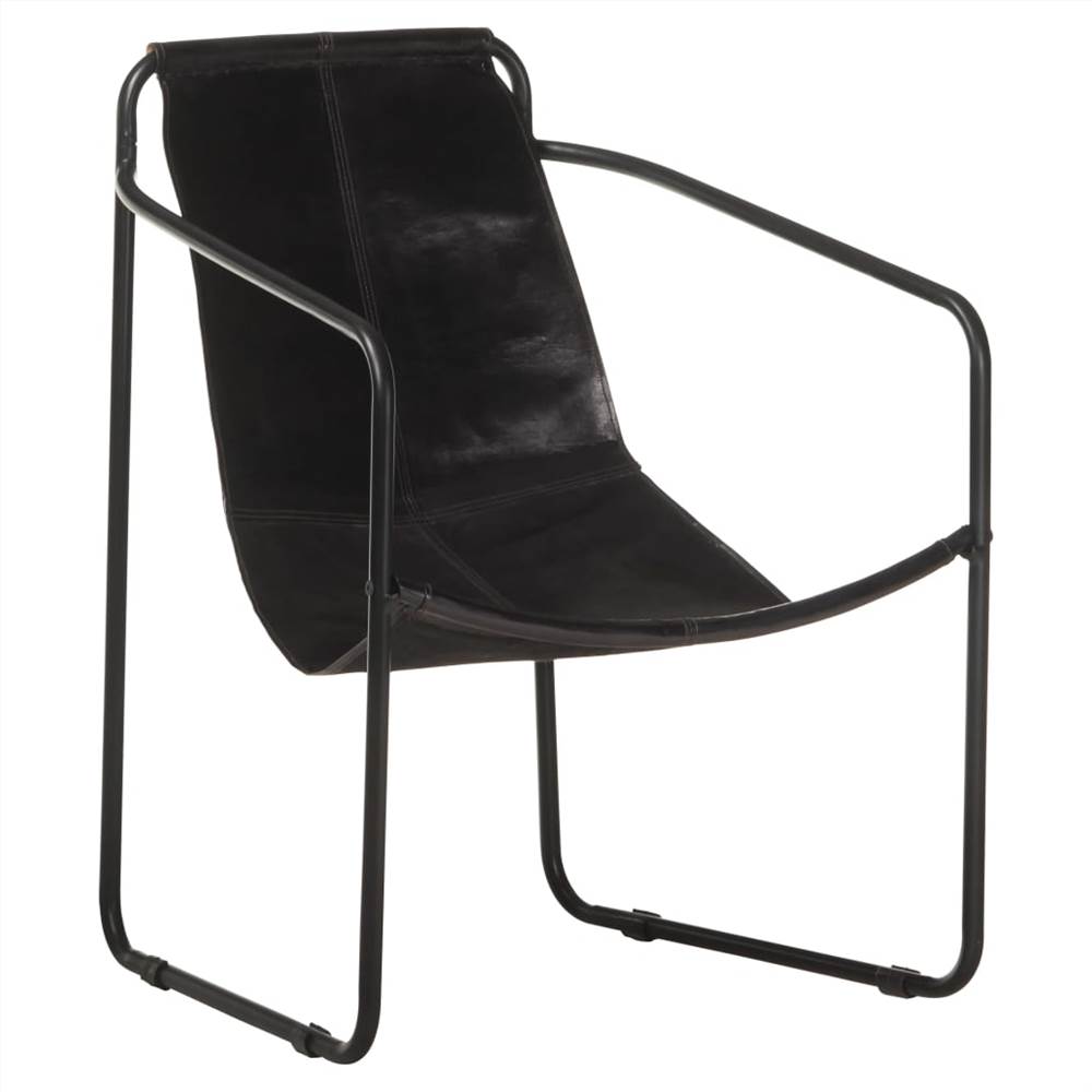 

Relaxing Armchair Black Real Leather