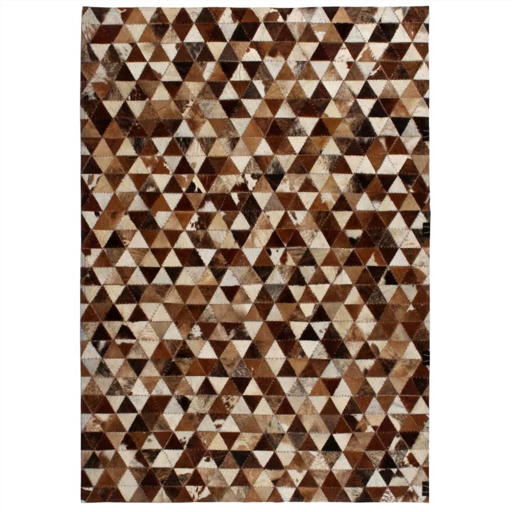 

Rug Genuine Leather Patchwork 160x230 cm Triangle Brown/White