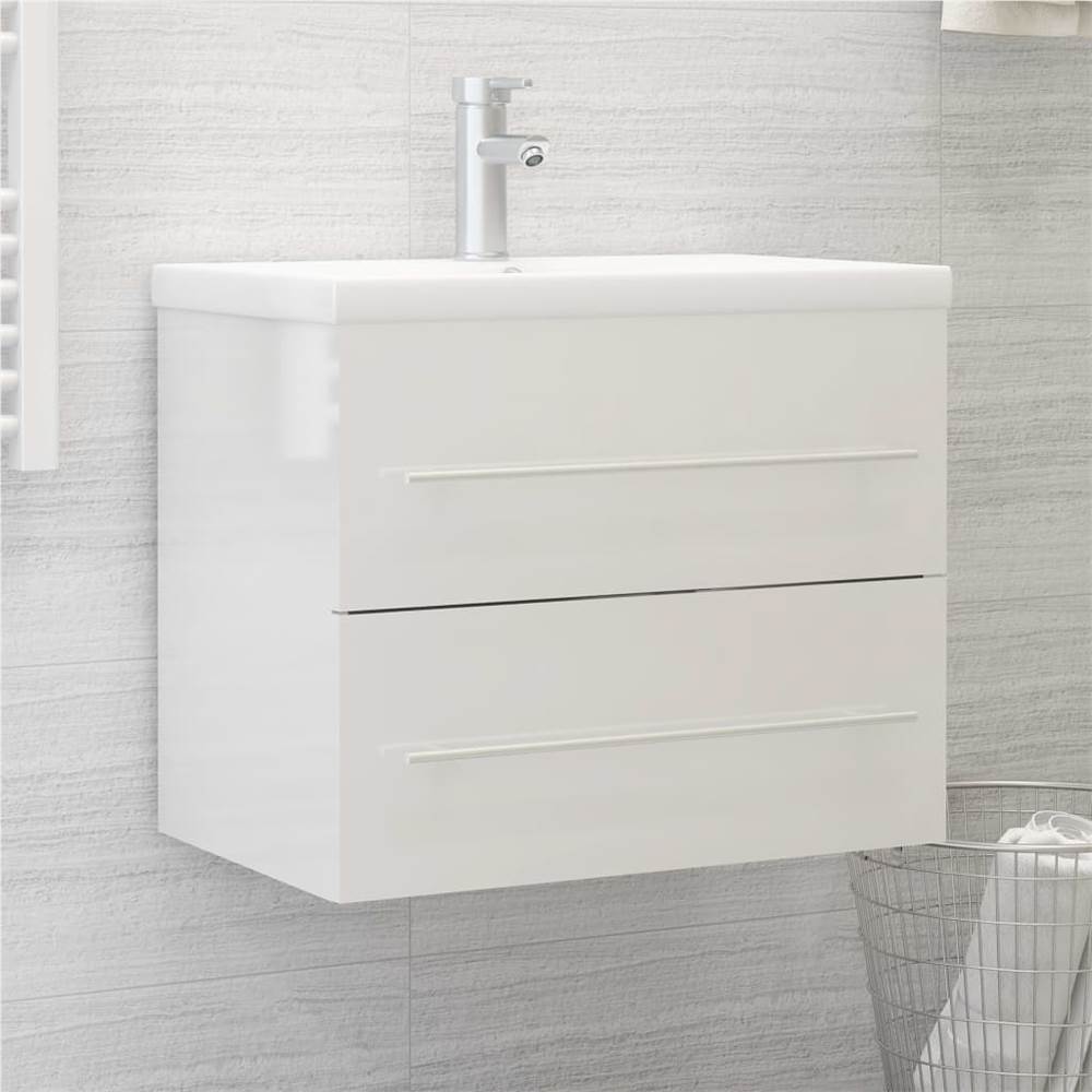 

Sink Cabinet High Gloss White 60x38.5x48 cm Chipboard