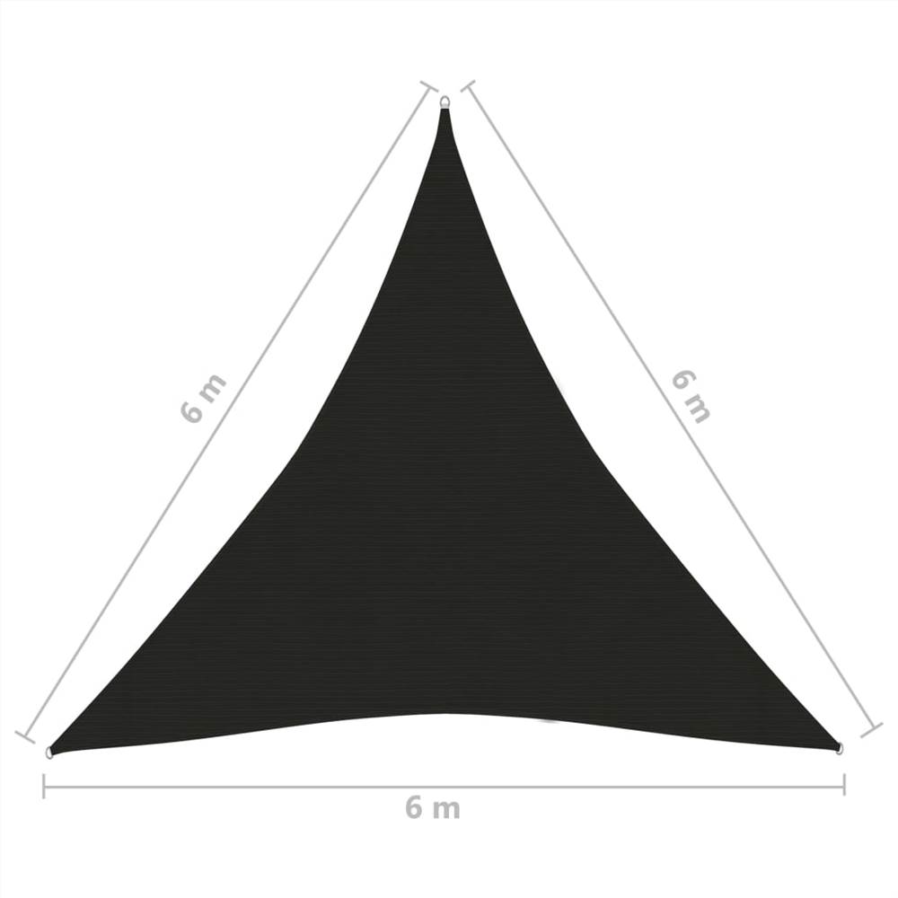 Sunshade Sail 160 g/m² Black 6x6x6 m HDPE