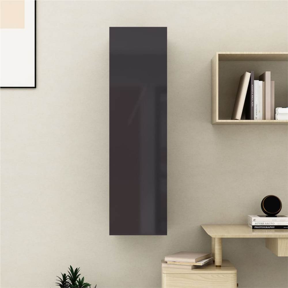 

TV Cabinet High Gloss Grey 30.5x30x110 cm Chipboard