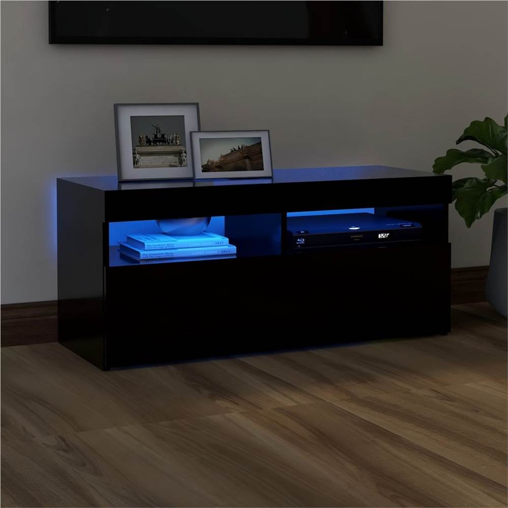 

TV Cabinet with LED Lights Black 90x35x40 cm