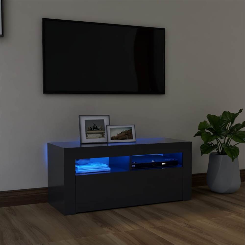 

TV Cabinet with LED Lights Grey 90x35x40 cm