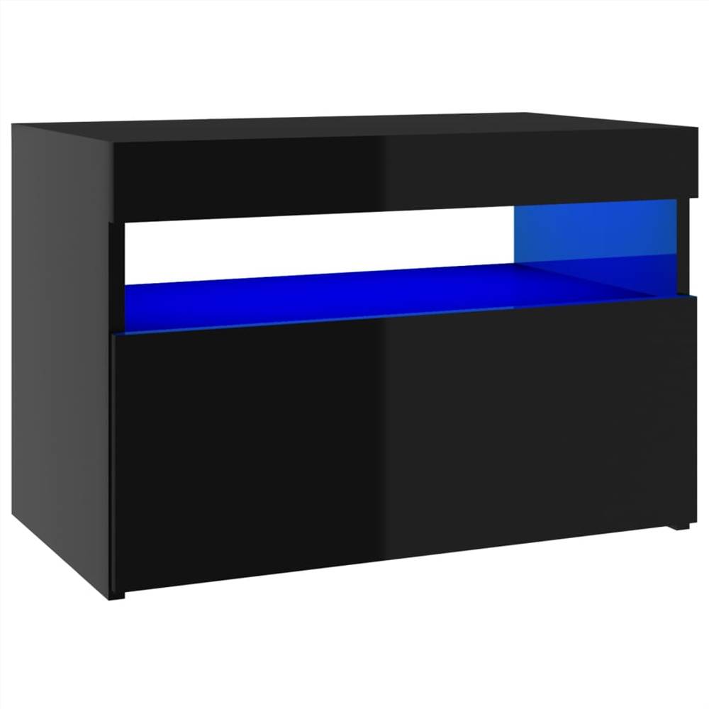 TV Cabinet with LED Lights High Gloss Black 60x35x40 cm