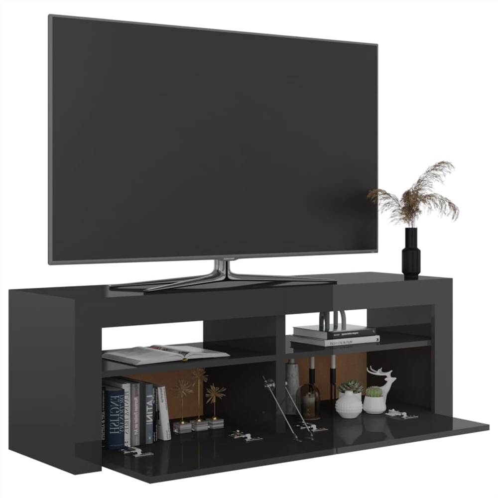 TV with LED Lights High Gloss Grey 120x35x40 cm