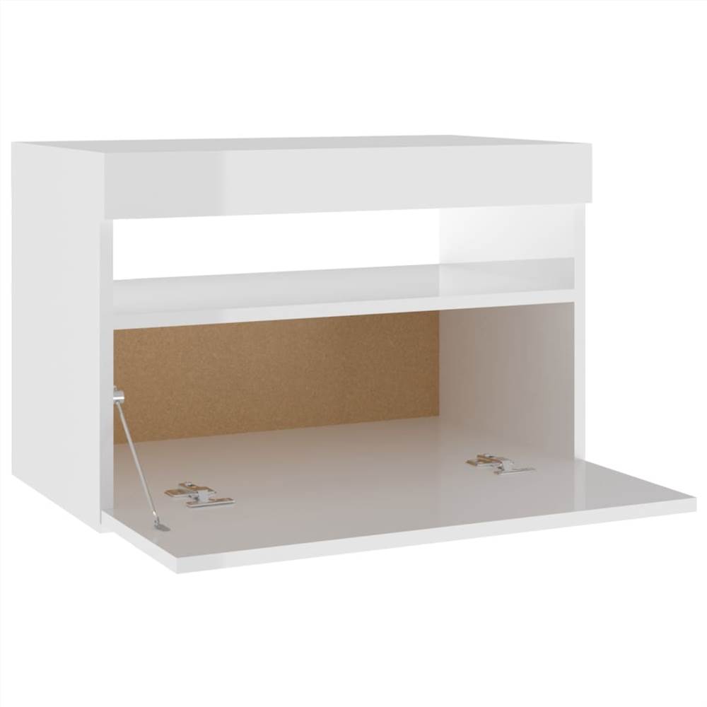 TV Cabinet with LED Lights High Gloss White 60x35x40 cm