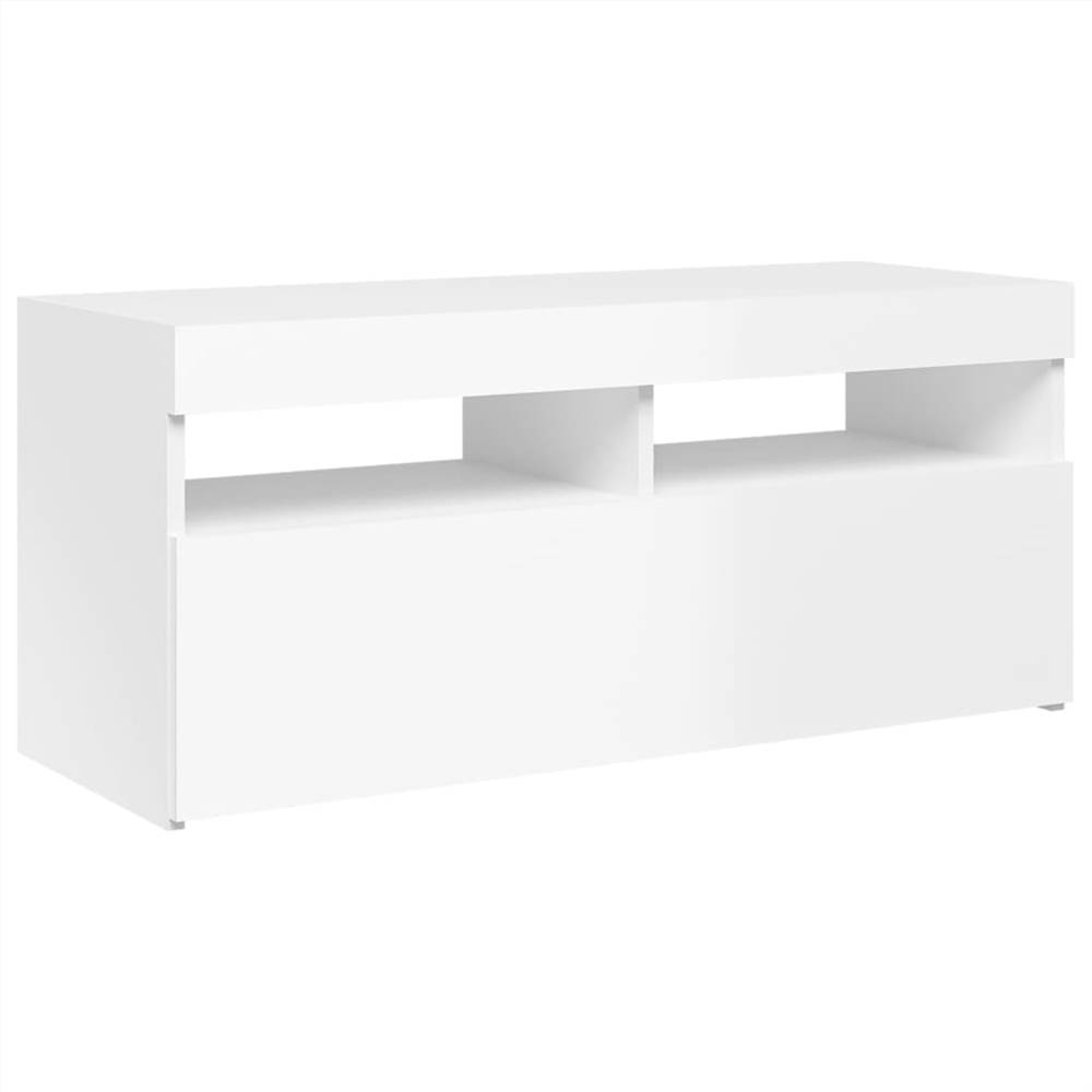 TV Cabinet With LED Lights High Gloss White 90x35x40 Cm 18 TV Cabinet with LED Lights High Gloss White 90x35x40 cm