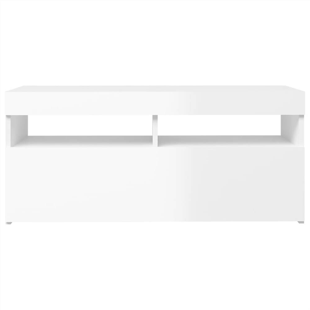 TV Cabinet With LED Lights High Gloss White 90x35x40 Cm 19 TV Cabinet with LED Lights High Gloss White 90x35x40 cm