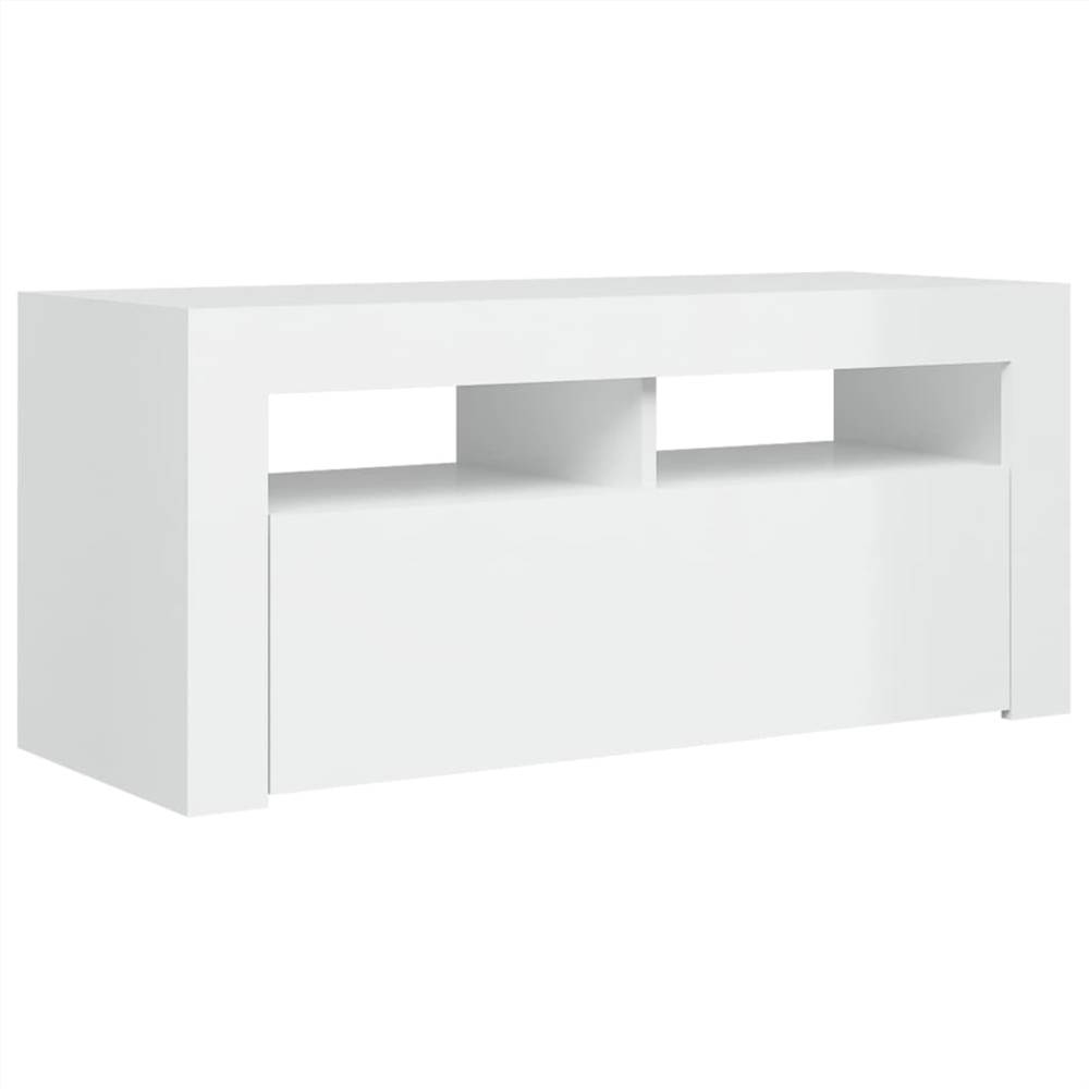 TV Cabinet With LED Lights High Gloss White 90x35x40 Cm 18 TV Cabinet with LED Lights High Gloss White 90x35x40 cm